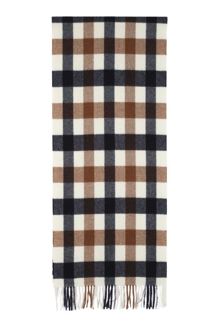 Shop AQUASCUTUM  Scarf: Aquascutum virgin wool scarf. 
Checked pattern.
Fringe.
Dimensions: 37x200 cm.
Composition: 100% virgin wool.
Made in China.. SCARF 37 Q 501W-C3